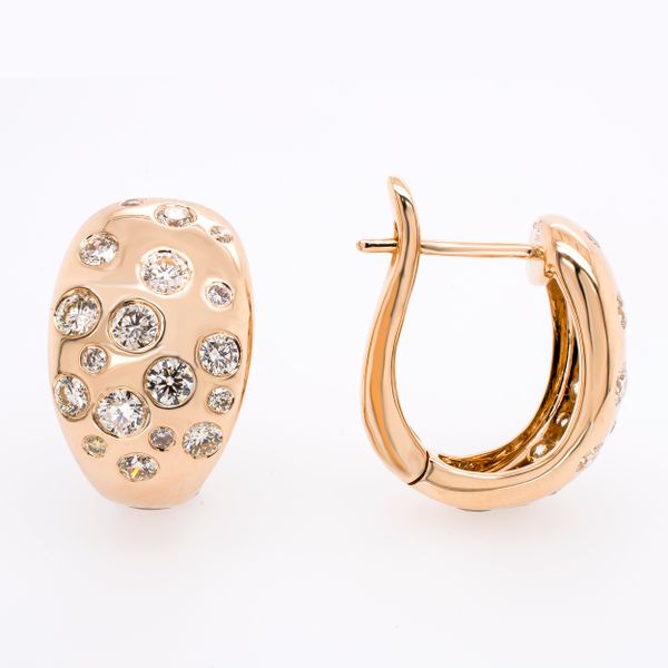 14K Yellow Gold Embedded Diamond C Hoop Earrings LeeBrant Jewelry & Watch Co Sandy Springs, GA