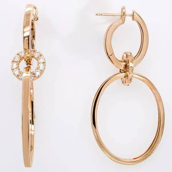 14K Yellow Gold Diamond Triple Hoop Drop Latchback Earrings LeeBrant Jewelry & Watch Co Sandy Springs, GA