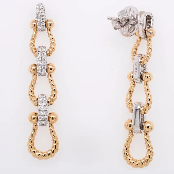 14K White and Yellow Gold Diamond Horseshoe on Post Stud Earrings LeeBrant Jewelry & Watch Co Sandy Springs, GA