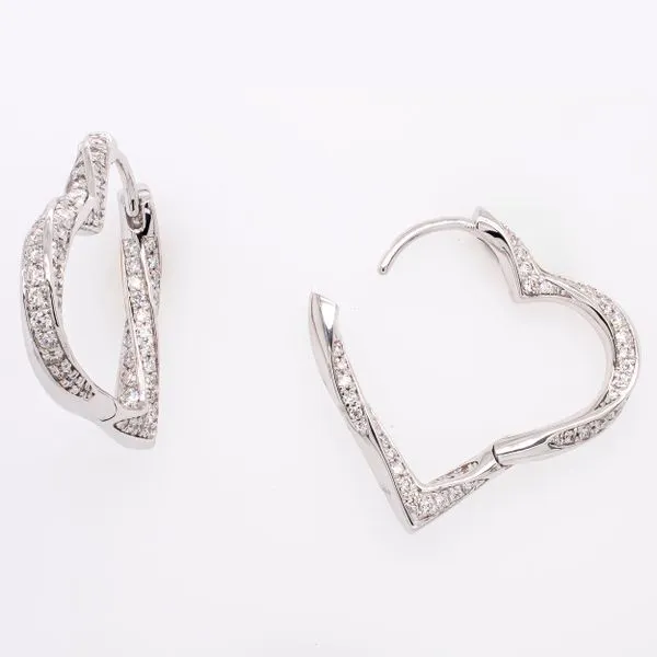 14K White Gold Diamond Heart Hoop Earrings LeeBrant Jewelry & Watch Co Sandy Springs, GA