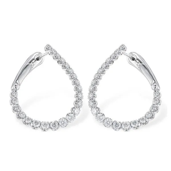 14K White Gold Diamond Bypass Teardrop Hoop Earrings LeeBrant Jewelry & Watch Co Sandy Springs, GA