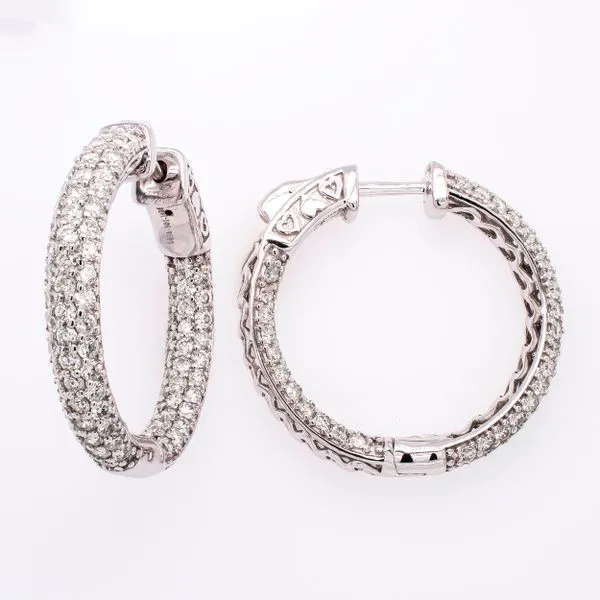 14K White Gold Diamond Pave Hoop Earrings LeeBrant Jewelry & Watch Co Sandy Springs, GA