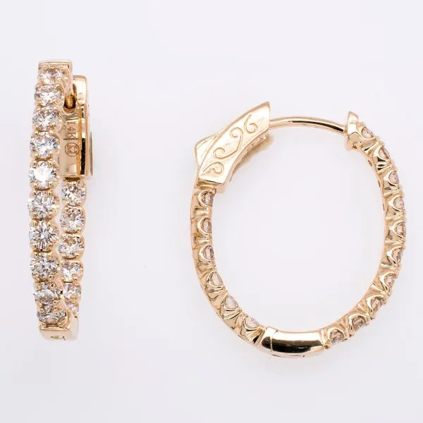 14K Yellow Gold Oval Diamond Hoop Earrings LeeBrant Jewelry & Watch Co Sandy Springs, GA