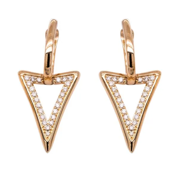 14K Yellow Gold Huggie Earrings with Diamond Arrow Charm LeeBrant Jewelry & Watch Co Sandy Springs, GA