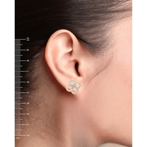 14K Yellow Gold Diamond Slower Stud Earrings Image 2 LeeBrant Jewelry & Watch Co Sandy Springs, GA