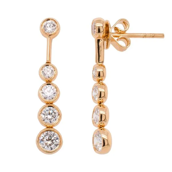 18K Yellow Gold Diamond Drop Bezel Earrings LeeBrant Jewelry & Watch Co Sandy Springs, GA