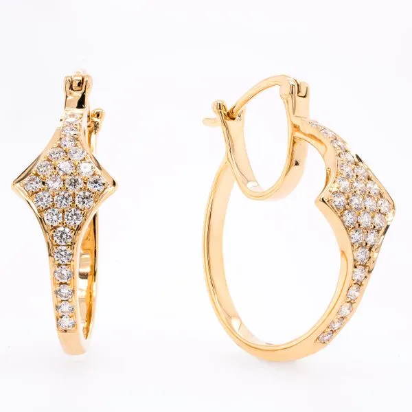 18K Yellow Gold Star Fashion Hinged Hoop Earrings LeeBrant Jewelry & Watch Co Sandy Springs, GA