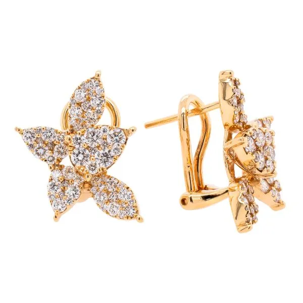18K Yellow Gold Leaf Petal Leverback Diamond Earrings LeeBrant Jewelry & Watch Co Sandy Springs, GA