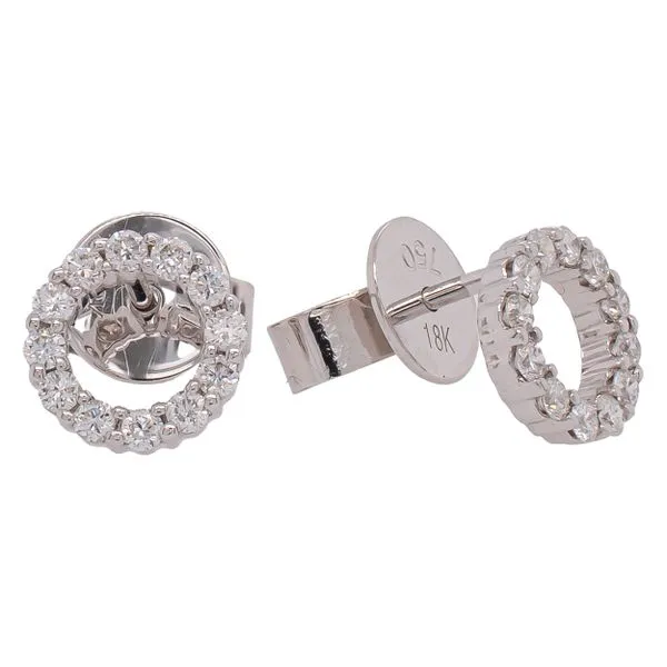 18K White Gold Diamond Circle Earrings LeeBrant Jewelry & Watch Co Sandy Springs, GA