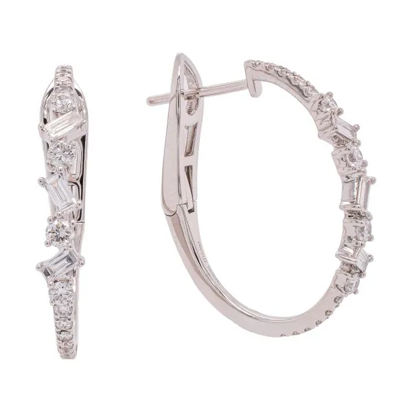 18K White Gold Diamond Baguette Leverback Earrings LeeBrant Jewelry & Watch Co Sandy Springs, GA