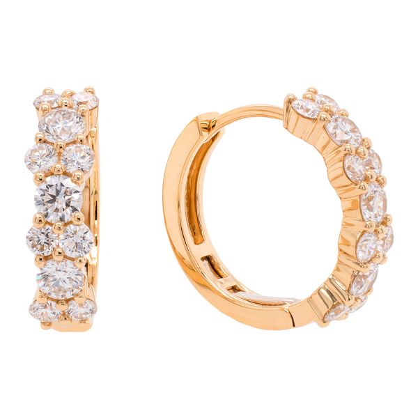 18K Yellow Gold Diamond Round Huggie Earrings LeeBrant Jewelry & Watch Co Sandy Springs, GA