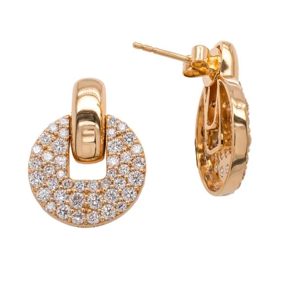 18K Yellow Gold Diamond Circle Hinged Stud Earrings LeeBrant Jewelry & Watch Co Sandy Springs, GA