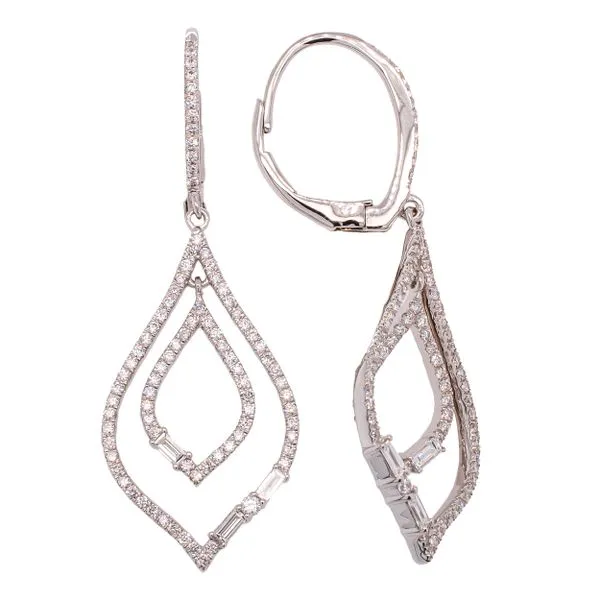18K White Gold Diamond Teardrop Leverback Earrings LeeBrant Jewelry & Watch Co Sandy Springs, GA