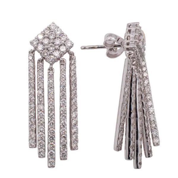 18K White Gold Square Dangle Diamond Earrings LeeBrant Jewelry & Watch Co Sandy Springs, GA
