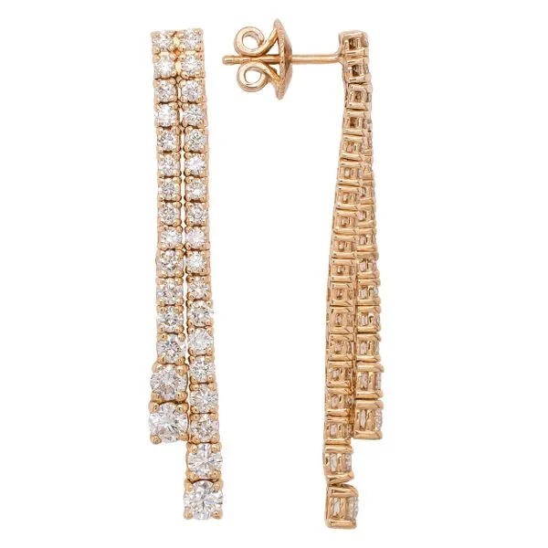 14K Yellow Gold Double Strand Dangle Stud Earrings LeeBrant Jewelry & Watch Co Sandy Springs, GA