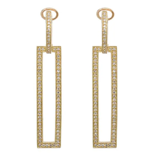 14K Yellow Gold Rectangle Diamond Dangle Earrings LeeBrant Jewelry & Watch Co Sandy Springs, GA