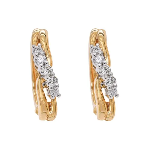 14K Yellow and White Gold Diamond Dangle Earrings LeeBrant Jewelry & Watch Co Sandy Springs, GA