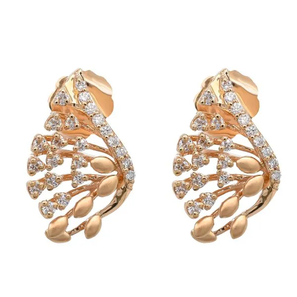 14K Yellow Gold Diamond Wave Earrings LeeBrant Jewelry & Watch Co Sandy Springs, GA