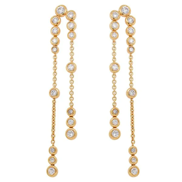 18K Yellow Gold Diamond Bezel Cable Link Dangle Earrings LeeBrant Jewelry & Watch Co Sandy Springs, GA