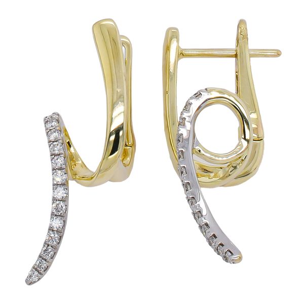 14K Yellow and White Gold Loop Diamond Leverback Earrings Image 2 LeeBrant Jewelry & Watch Co Sandy Springs, GA