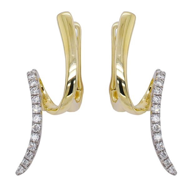 14K Yellow and White Gold Loop Diamond Leverback Earrings LeeBrant Jewelry & Watch Co Sandy Springs, GA