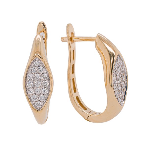 14K Yellow Gold Double Teardrop LeverBack Pave Diamond Earrings LeeBrant Jewelry & Watch Co Sandy Springs, GA