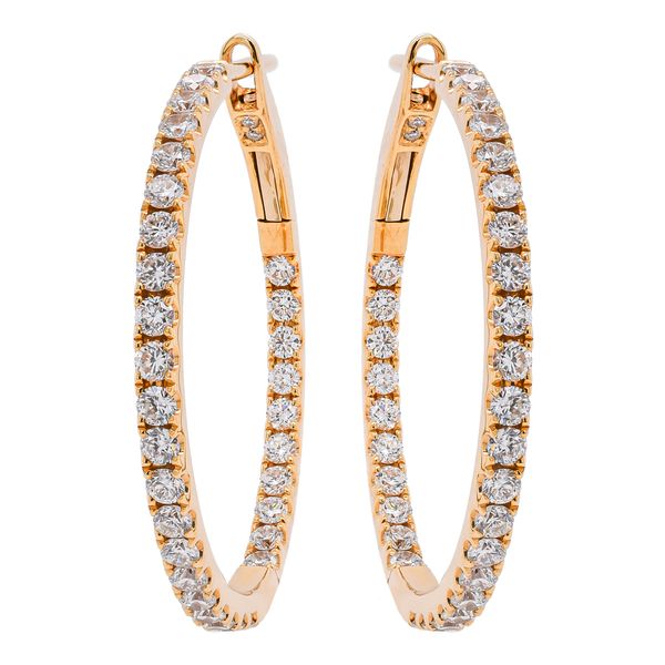 18K Yellow Gold Diamond Leverback Hoop Earrings LeeBrant Jewelry & Watch Co Sandy Springs, GA