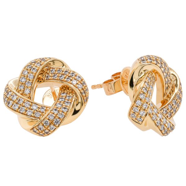 18K Yellow Gold Diamond Knot Stud Earrings | 0.65 CTW Natural Diamond Earrings Image 2 LeeBrant Jewelry & Watch Co Sandy Springs, GA