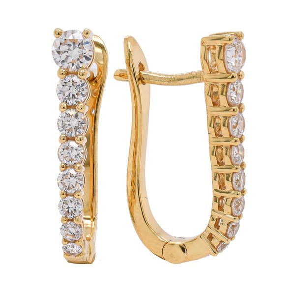 18K Yellow Gold Diamond Leverback Dangle Earrings Image 2 LeeBrant Jewelry & Watch Co Sandy Springs, GA