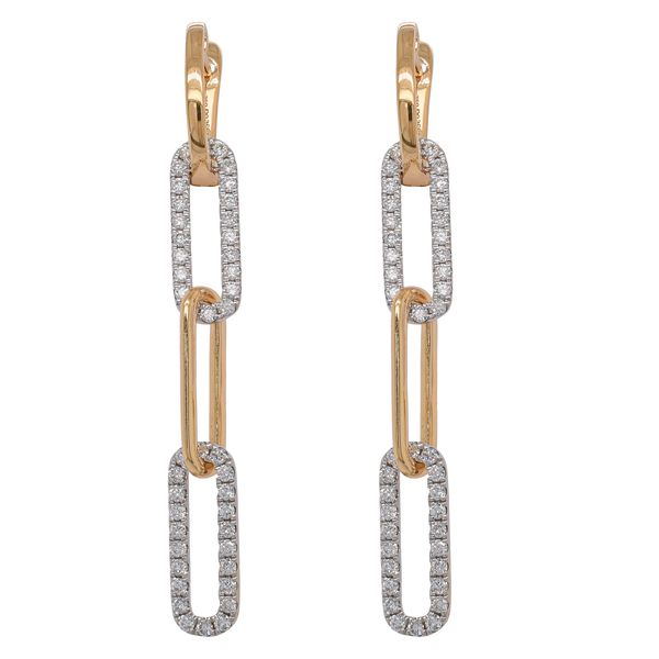 18K Yellow & White Gold Diamond Paperclip Leverback Earrings | 0.73 CTW Natural Diamonds LeeBrant Jewelry & Watch Co Sandy Springs, GA