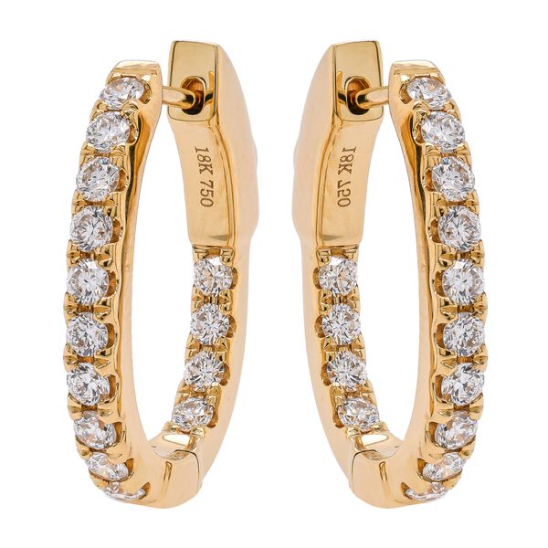 18K Yellow Gold Oval Hoop Diamond Earrings LeeBrant Jewelry & Watch Co Sandy Springs, GA