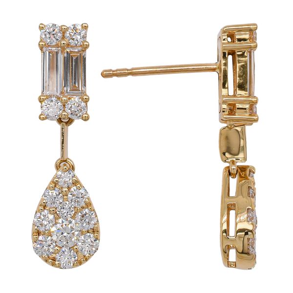 18K Yellow Gold Pear Diamond Earrings Image 2 LeeBrant Jewelry & Watch Co Sandy Springs, GA