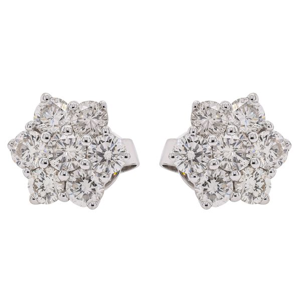 18K White Gold Diamond Flower Stud Earrings | 1.99 CTW Natural Diamonds LeeBrant Jewelry & Watch Co Sandy Springs, GA