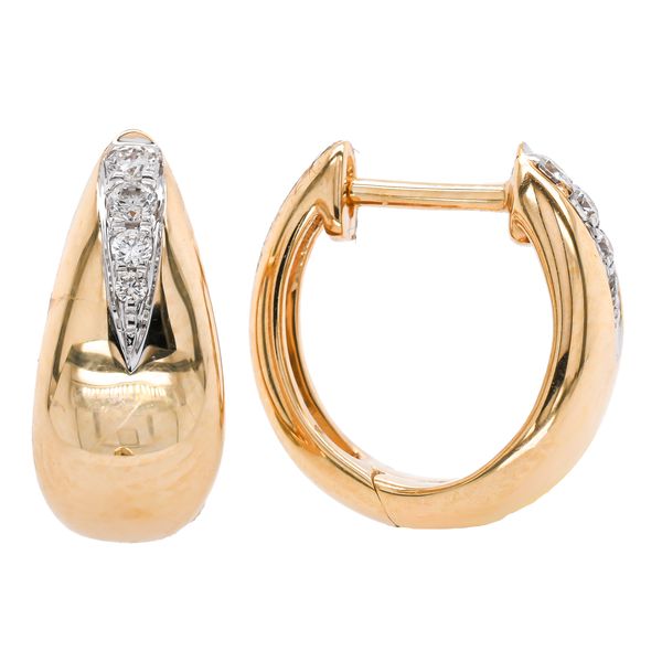 14K Yellow Gold Diamond Vertical Huggie Earrings | 0.06 CTW Natural Diamonds Image 2 LeeBrant Jewelry & Watch Co Sandy Springs, GA