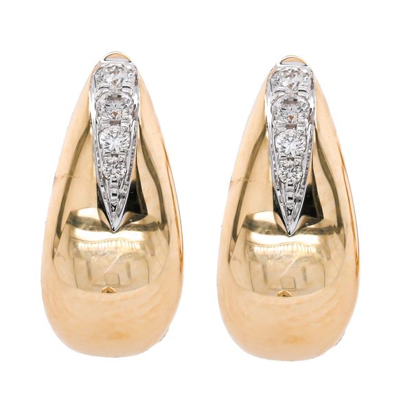 14K Yellow Gold Diamond Vertical Huggie Earrings | 0.06 CTW Natural Diamonds LeeBrant Jewelry & Watch Co Sandy Springs, GA