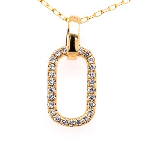 18K Yellow Gold Diamond Oval Pendant Necklace LeeBrant Jewelry & Watch Co Sandy Springs, GA