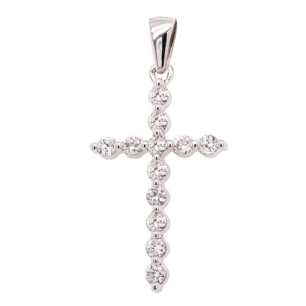 14K White Gold Diamond Shared Prong Cross Pendant LeeBrant Jewelry & Watch Co Sandy Springs, GA