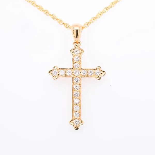 18K Yellow Gold Medium Diamond Cross Pendant LeeBrant Jewelry & Watch Co Sandy Springs, GA