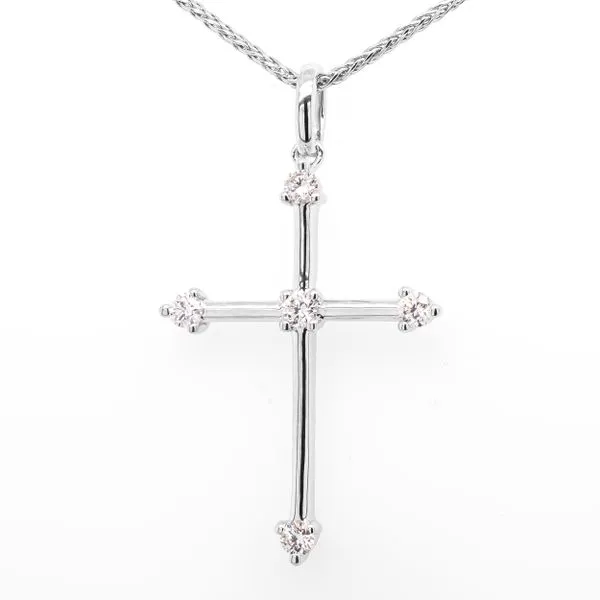 18K White Gold Diamond Tipped Cross Pendant LeeBrant Jewelry & Watch Co Sandy Springs, GA