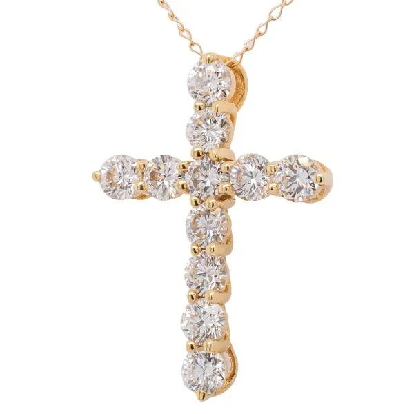 18K Yellow Gold Diamond Cross Pendant LeeBrant Jewelry & Watch Co Sandy Springs, GA