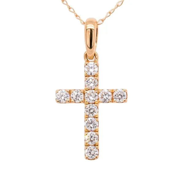 18K Yellow Gold Small Diamond Cross Pendant LeeBrant Jewelry & Watch Co Sandy Springs, GA