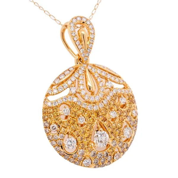 18K Yellow Gold Yellow Diamond Circle Pendant LeeBrant Jewelry & Watch Co Sandy Springs, GA