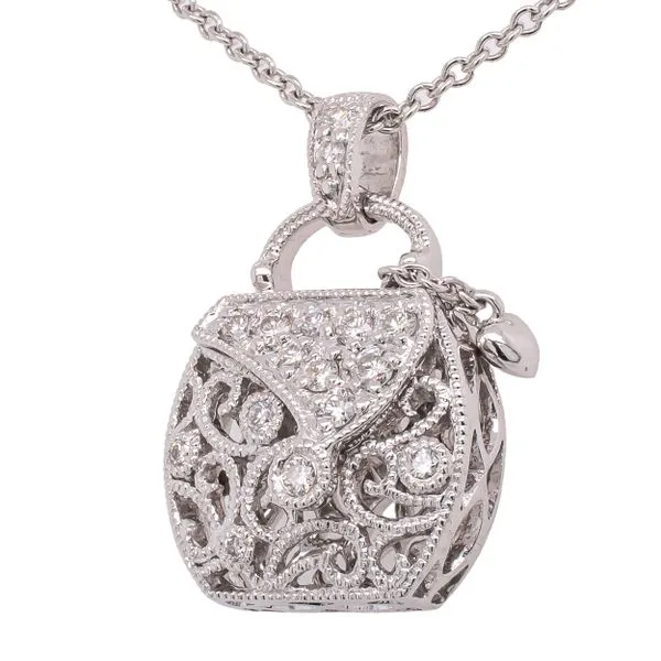 18K White Gold Diamond Purse Pendant LeeBrant Jewelry & Watch Co Sandy Springs, GA