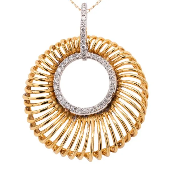 18K Yellow and White Gold Diamond Spiral Pendant LeeBrant Jewelry & Watch Co Sandy Springs, GA