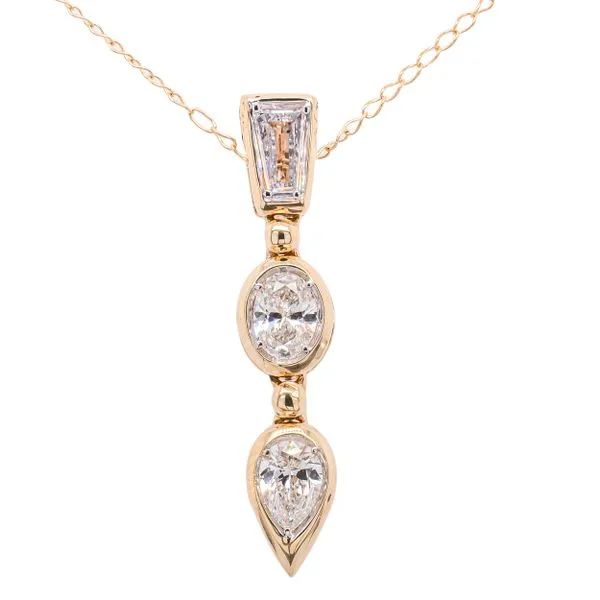 14K Yellow Gold Three Stone Diamond Drop Pendant LeeBrant Jewelry & Watch Co Sandy Springs, GA