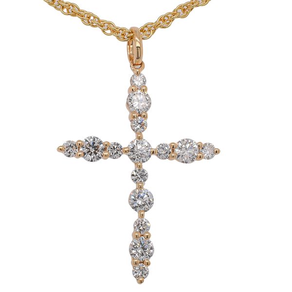18K Yellow Gold Marquise & Round Diamond Cross Pendant LeeBrant Jewelry & Watch Co Sandy Springs, GA