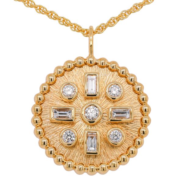 18K Yellow Gold Diamond Circle Pendant | 0.39 CTW Natural Diamond Medallion Necklace LeeBrant Jewelry & Watch Co Sandy Springs, GA