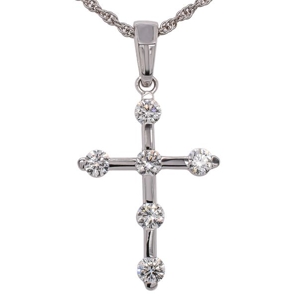 18K White Gold Diamond Cross Pendant | 0.58 CTW Natural Diamond Cross Necklace LeeBrant Jewelry & Watch Co Sandy Springs, GA
