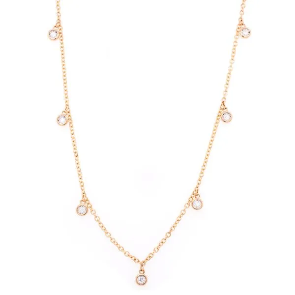 14K Yellow Gold Diamond Bezel Dangle Necklace Image 2 LeeBrant Jewelry & Watch Co Sandy Springs, GA