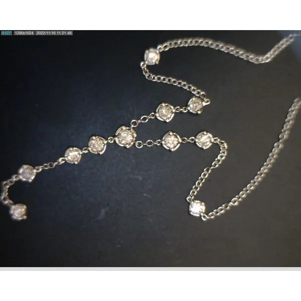 Classic Lariat 18k White Gold Necklace with Bezel Diamonds LeeBrant Jewelry & Watch Co Sandy Springs, GA